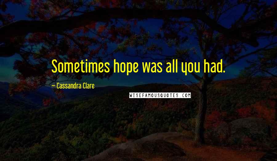 Cassandra Clare Quotes: Sometimes hope was all you had.