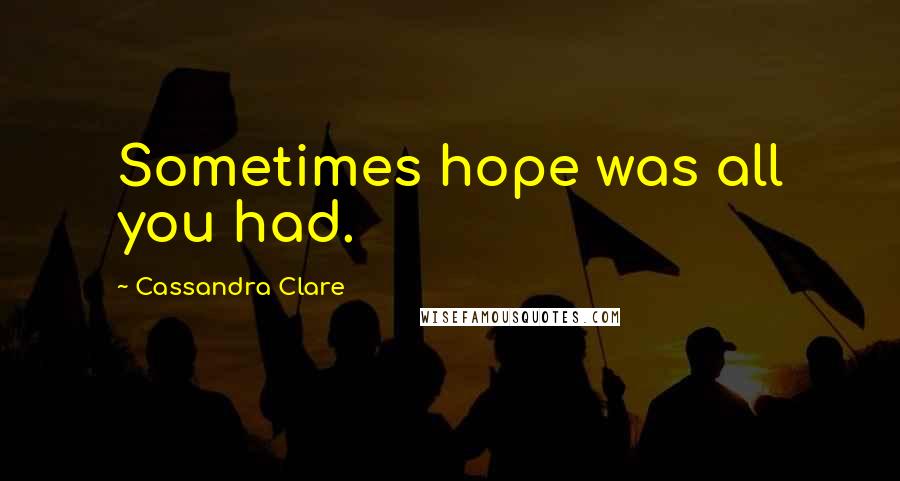 Cassandra Clare Quotes: Sometimes hope was all you had.