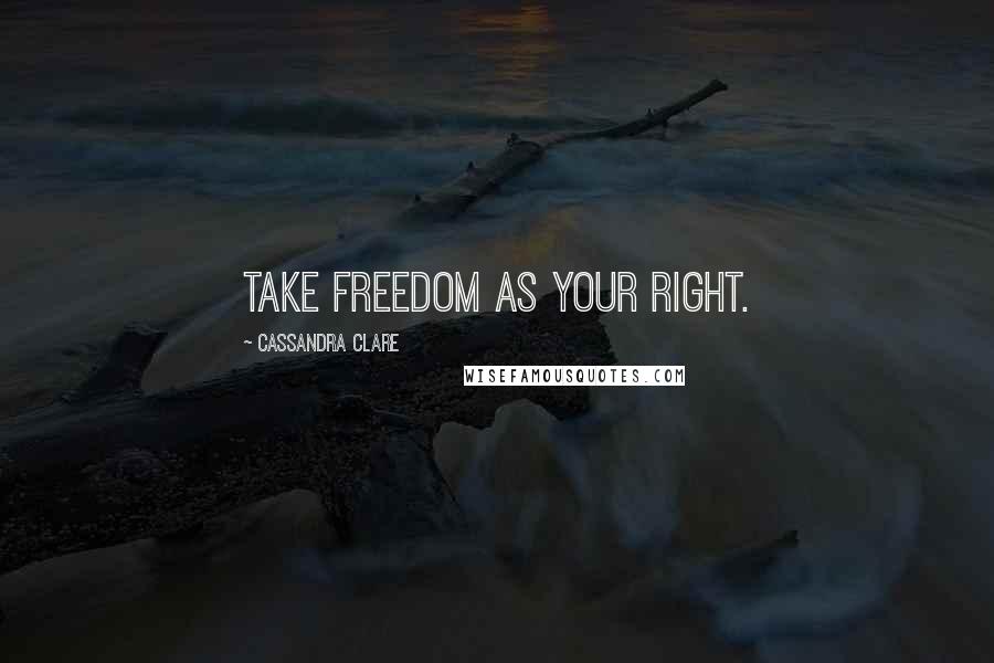 Cassandra Clare Quotes: Take freedom as your right.