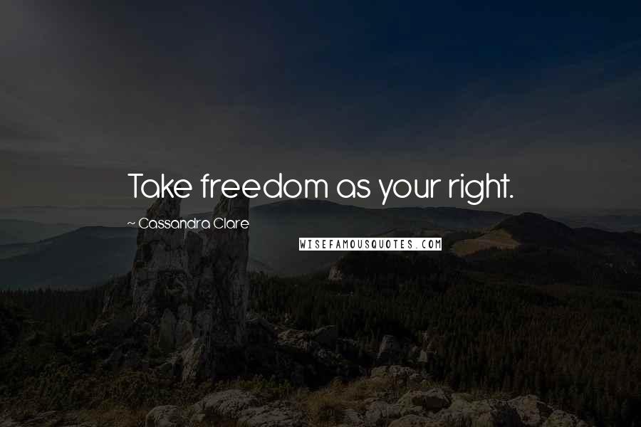 Cassandra Clare Quotes: Take freedom as your right.