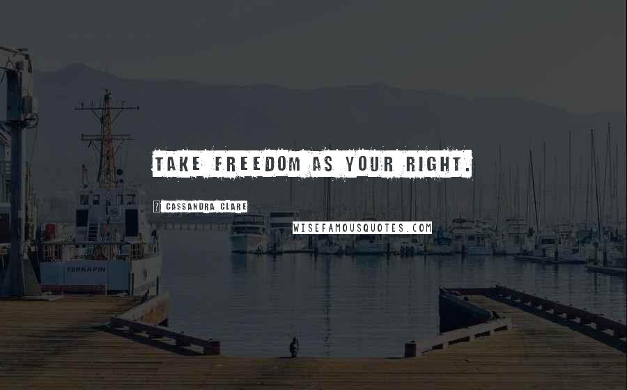 Cassandra Clare Quotes: Take freedom as your right.