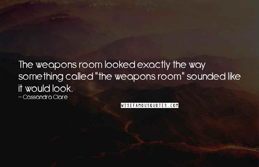 Cassandra Clare Quotes: The weapons room looked exactly the way something called "the weapons room" sounded like it would look.