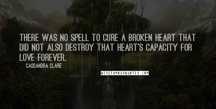 Cassandra Clare Quotes: There was no spell to cure a broken heart that did not also destroy that heart's capacity for love forever.