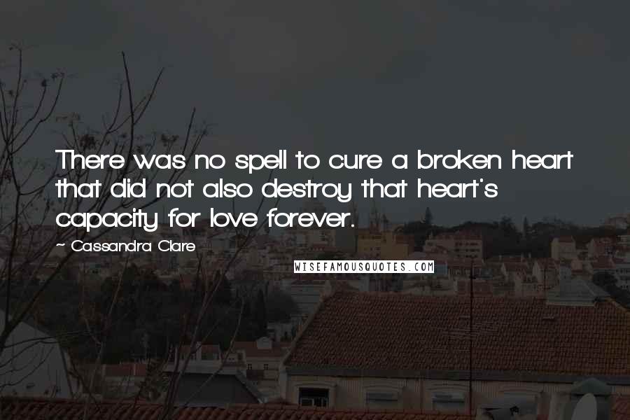 Cassandra Clare Quotes: There was no spell to cure a broken heart that did not also destroy that heart's capacity for love forever.