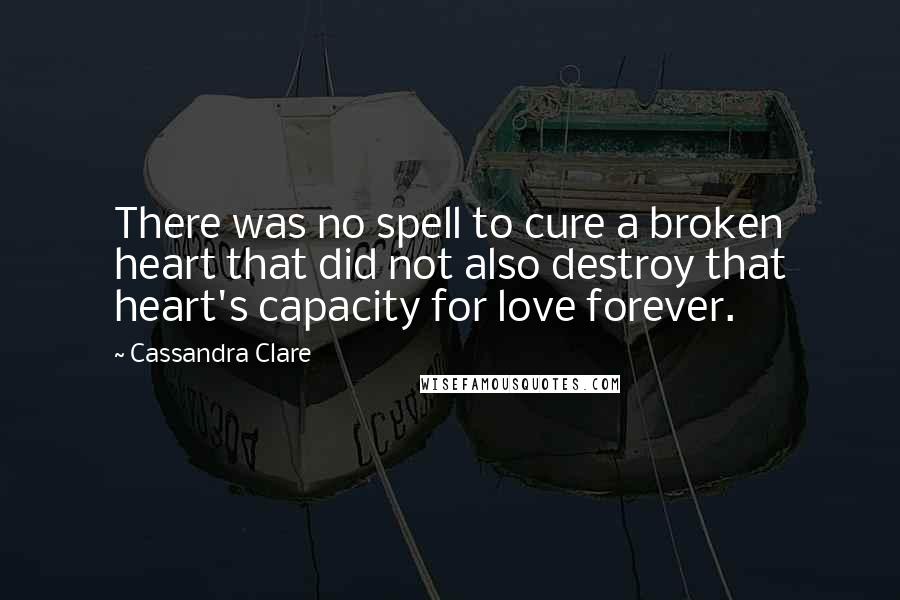 Cassandra Clare Quotes: There was no spell to cure a broken heart that did not also destroy that heart's capacity for love forever.