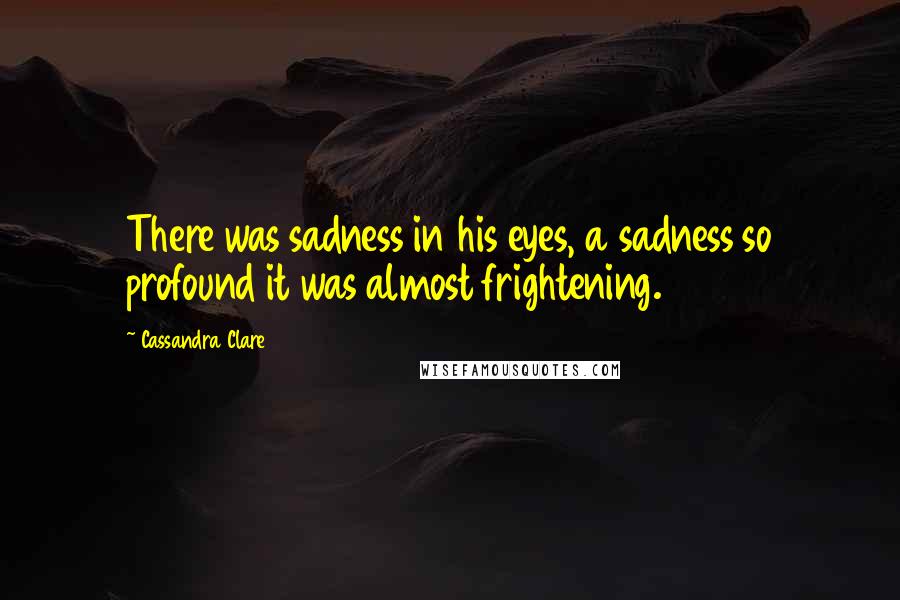 Cassandra Clare Quotes: There was sadness in his eyes, a sadness so profound it was almost frightening.