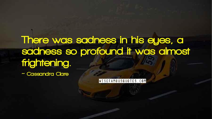 Cassandra Clare Quotes: There was sadness in his eyes, a sadness so profound it was almost frightening.