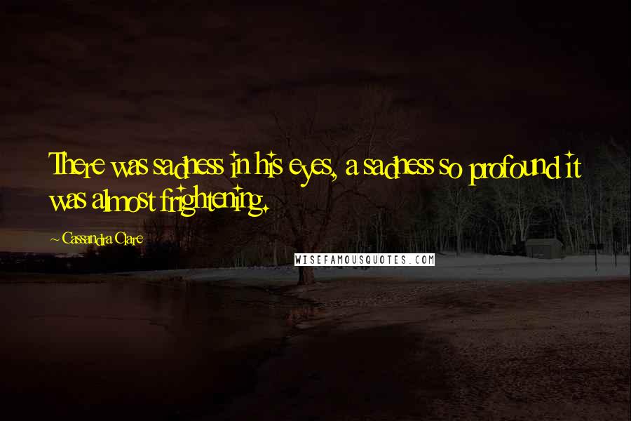 Cassandra Clare Quotes: There was sadness in his eyes, a sadness so profound it was almost frightening.