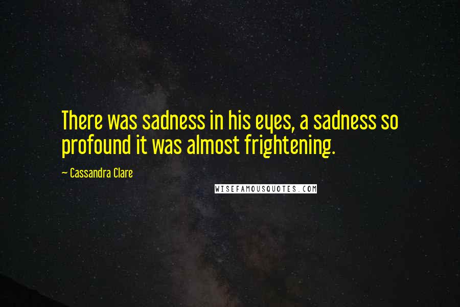 Cassandra Clare Quotes: There was sadness in his eyes, a sadness so profound it was almost frightening.