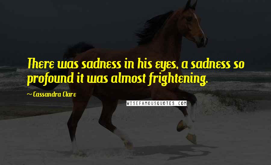 Cassandra Clare Quotes: There was sadness in his eyes, a sadness so profound it was almost frightening.