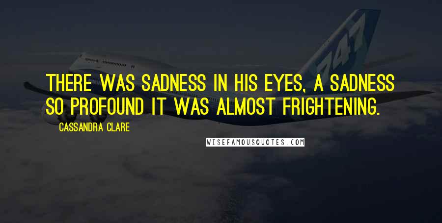 Cassandra Clare Quotes: There was sadness in his eyes, a sadness so profound it was almost frightening.