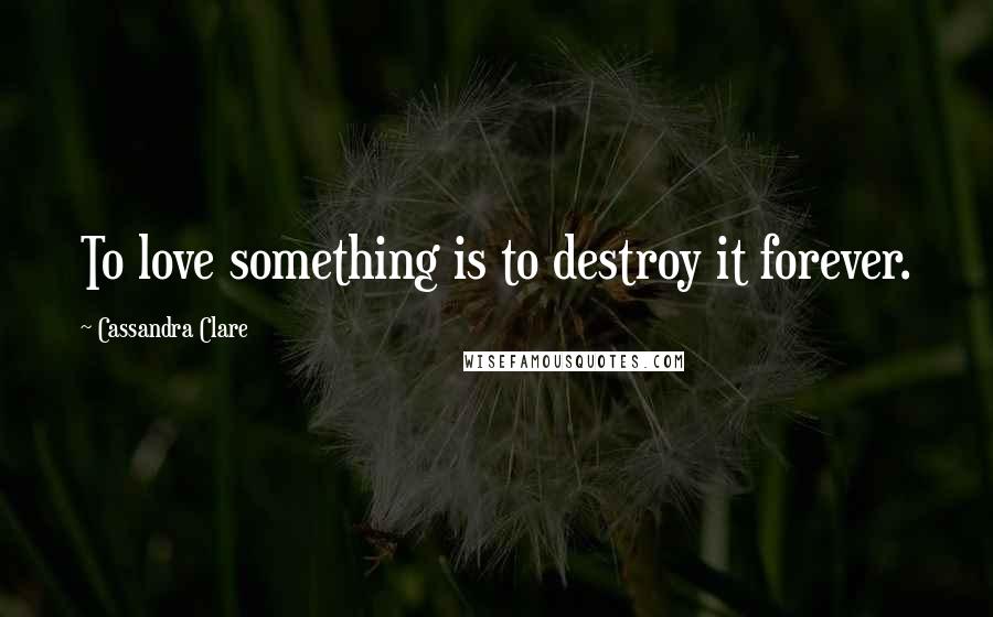 Cassandra Clare Quotes: To love something is to destroy it forever.