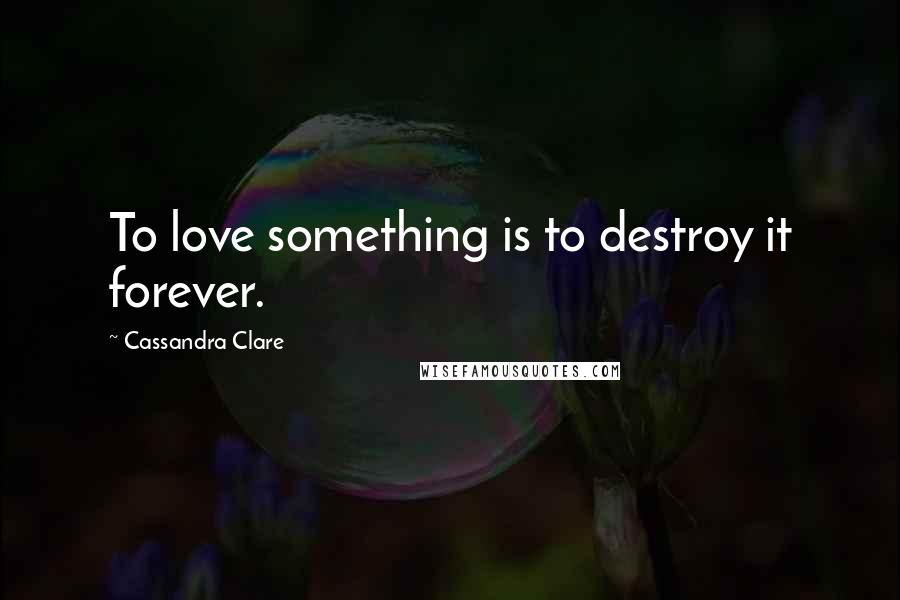 Cassandra Clare Quotes: To love something is to destroy it forever.