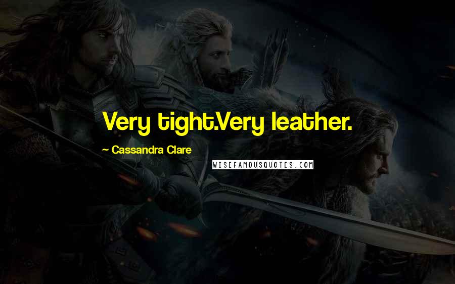 Cassandra Clare Quotes: Very tight.Very leather.