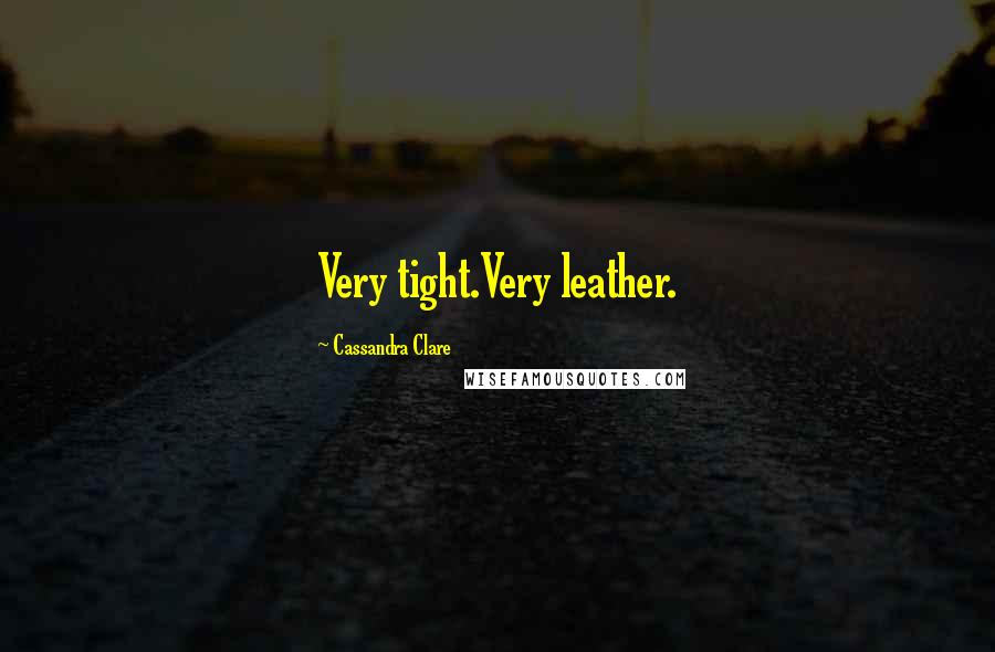 Cassandra Clare Quotes: Very tight.Very leather.