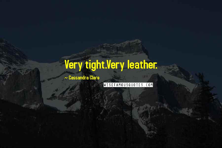 Cassandra Clare Quotes: Very tight.Very leather.