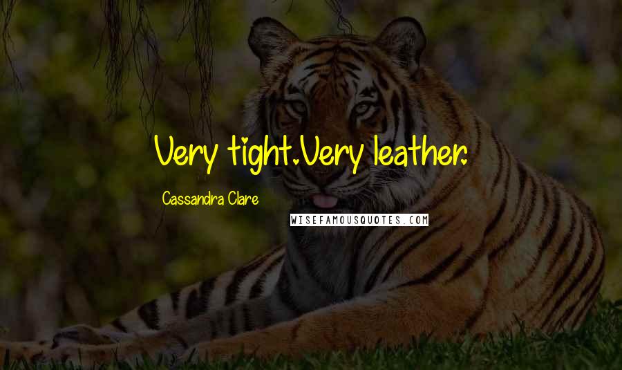 Cassandra Clare Quotes: Very tight.Very leather.