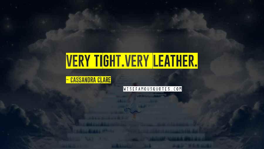 Cassandra Clare Quotes: Very tight.Very leather.