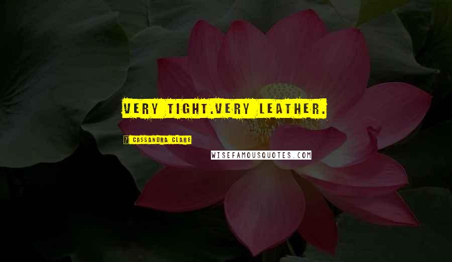 Cassandra Clare Quotes: Very tight.Very leather.