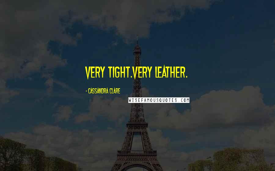 Cassandra Clare Quotes: Very tight.Very leather.