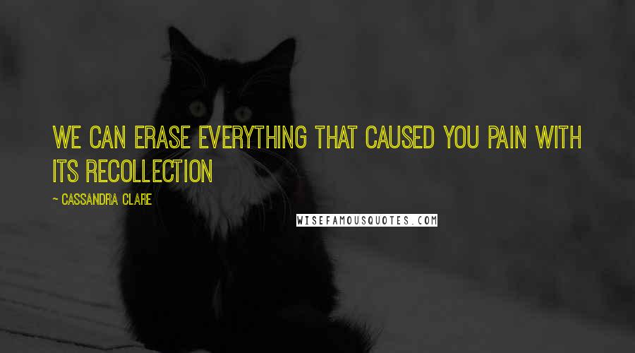 Cassandra Clare Quotes: We can erase everything that caused you pain with its recollection