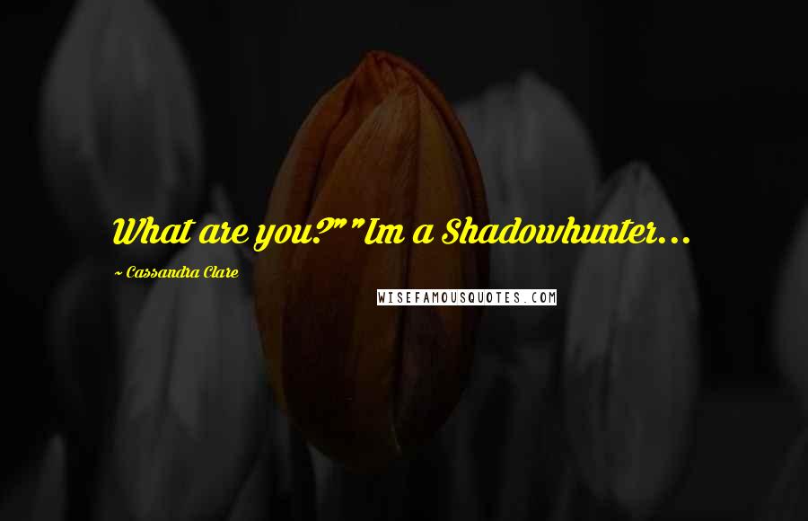 Cassandra Clare Quotes: What are you?""Im a Shadowhunter...