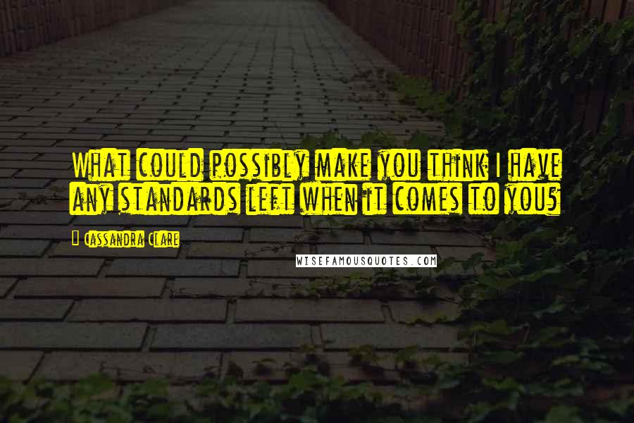 Cassandra Clare Quotes: What could possibly make you think I have any standards left when it comes to you?