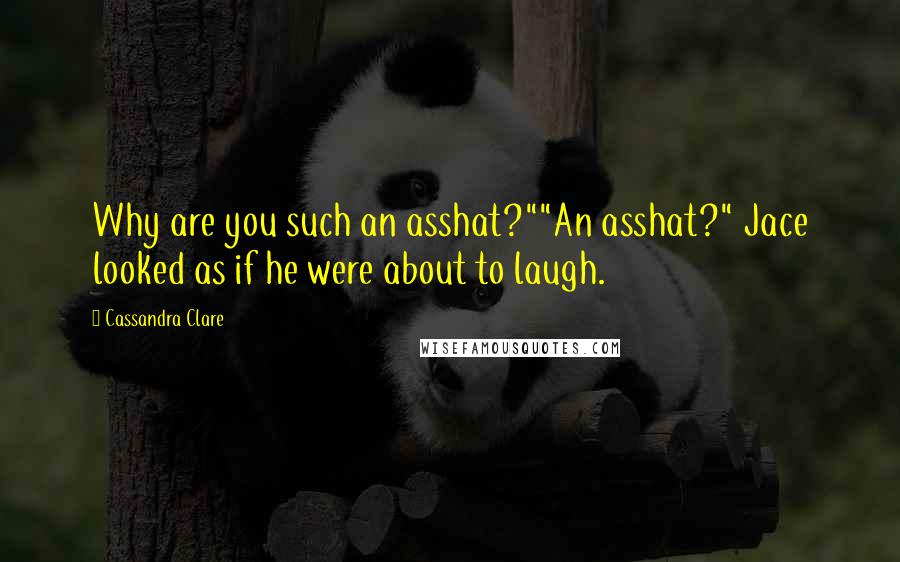 Cassandra Clare Quotes: Why are you such an asshat?""An asshat?" Jace looked as if he were about to laugh.