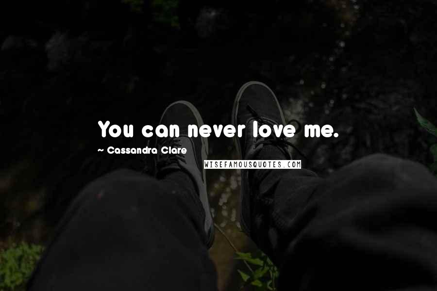 Cassandra Clare Quotes: You can never love me.