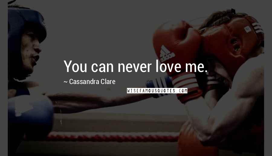 Cassandra Clare Quotes: You can never love me.