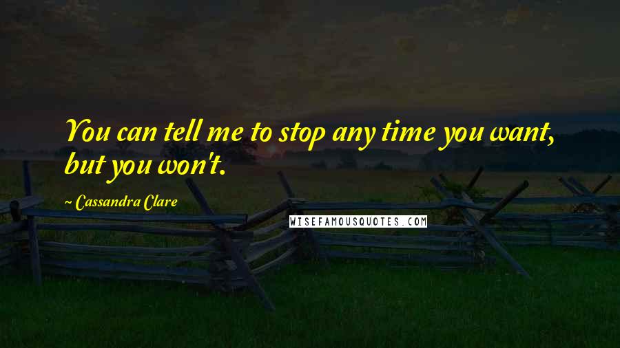 Cassandra Clare Quotes: You can tell me to stop any time you want, but you won't.