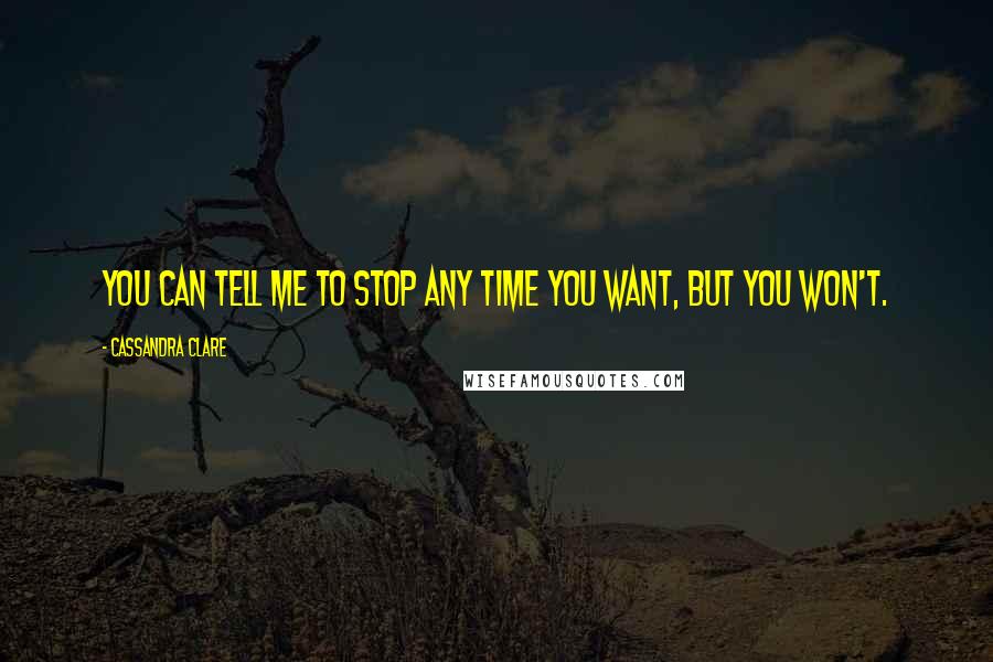 Cassandra Clare Quotes: You can tell me to stop any time you want, but you won't.