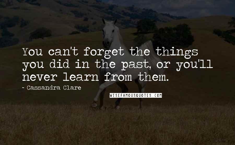 Cassandra Clare Quotes: You can't forget the things you did in the past, or you'll never learn from them.