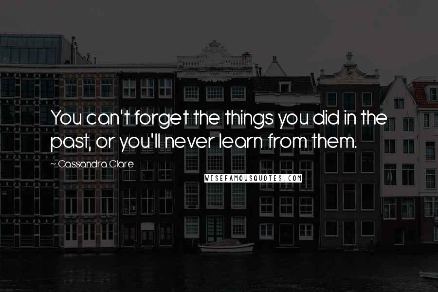 Cassandra Clare Quotes: You can't forget the things you did in the past, or you'll never learn from them.