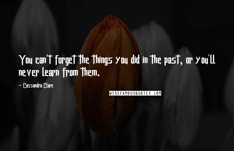 Cassandra Clare Quotes: You can't forget the things you did in the past, or you'll never learn from them.