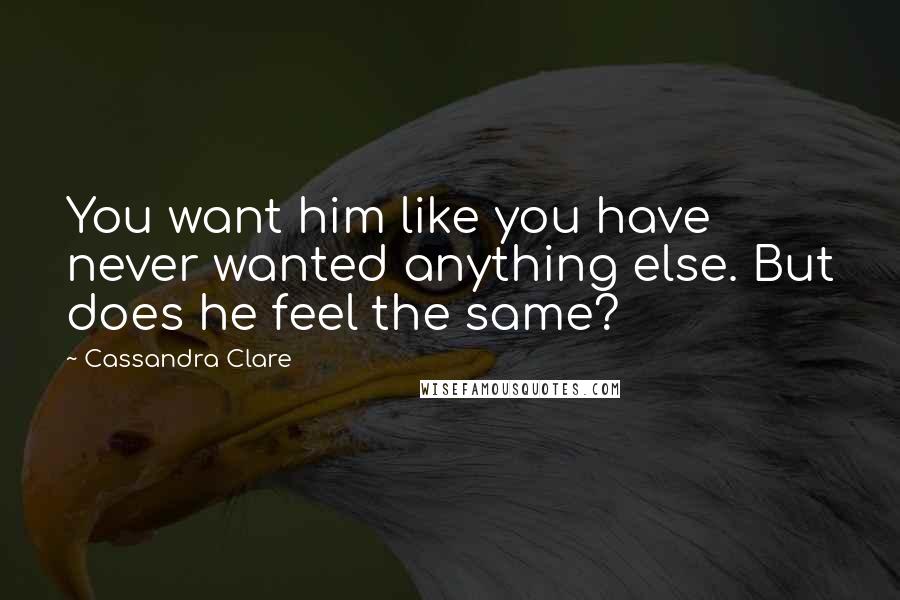 Cassandra Clare Quotes: You want him like you have never wanted anything else. But does he feel the same?