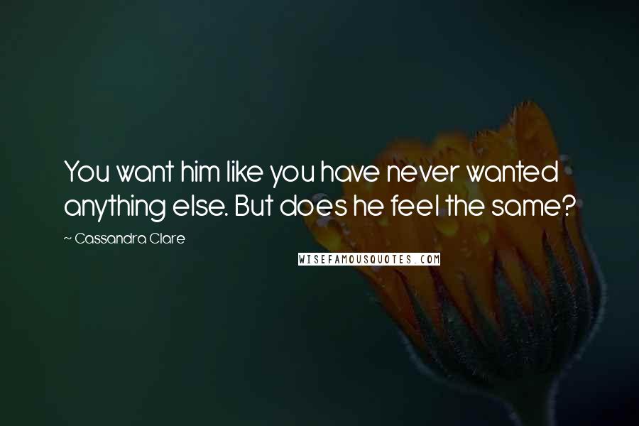 Cassandra Clare Quotes: You want him like you have never wanted anything else. But does he feel the same?