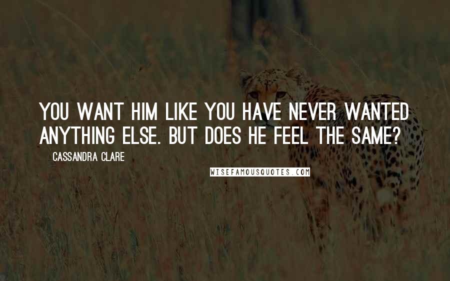 Cassandra Clare Quotes: You want him like you have never wanted anything else. But does he feel the same?