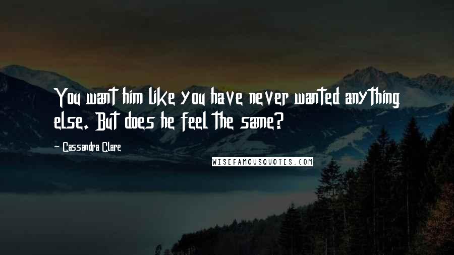 Cassandra Clare Quotes: You want him like you have never wanted anything else. But does he feel the same?