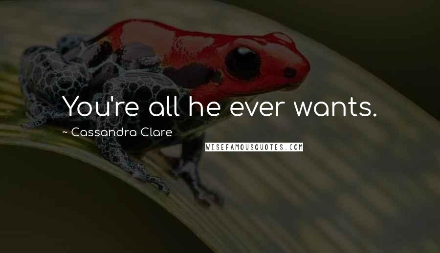 Cassandra Clare Quotes: You're all he ever wants.