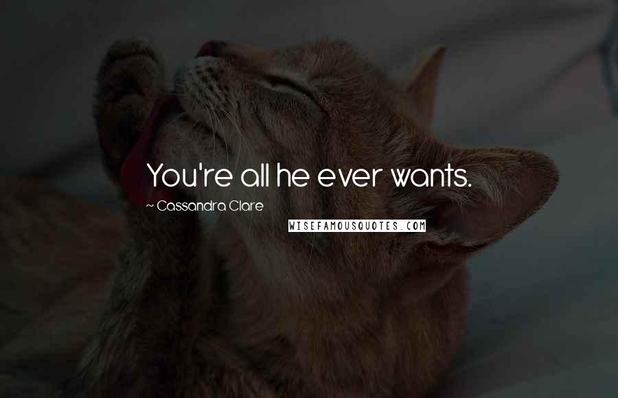 Cassandra Clare Quotes: You're all he ever wants.