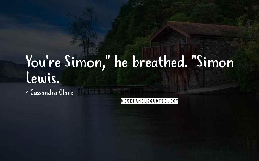 Cassandra Clare Quotes: You're Simon," he breathed. "Simon Lewis.