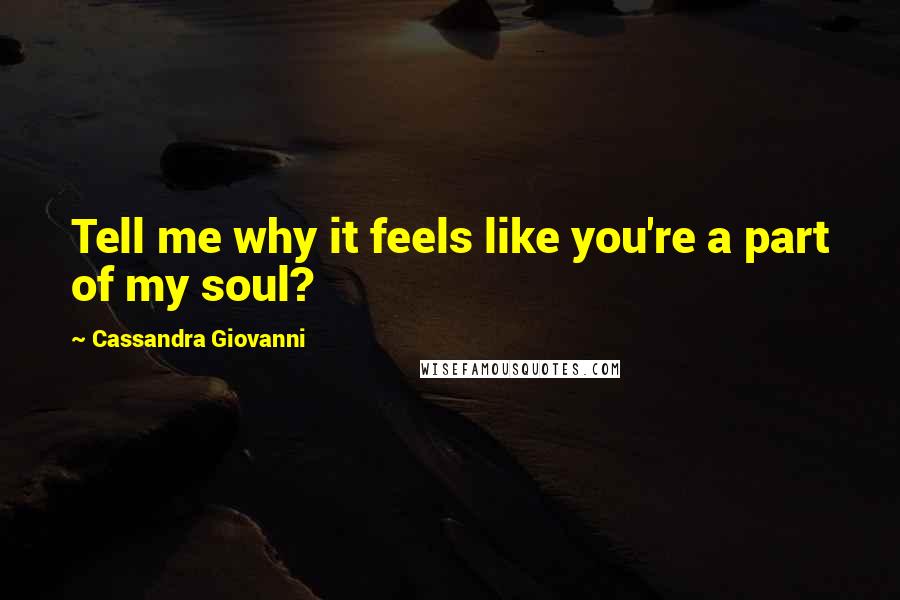 Cassandra Giovanni Quotes: Tell me why it feels like you're a part of my soul?