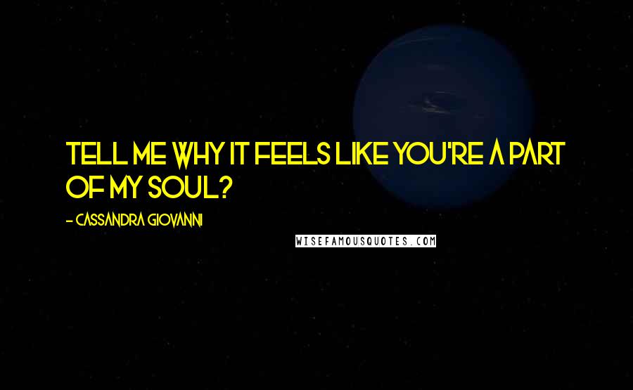 Cassandra Giovanni Quotes: Tell me why it feels like you're a part of my soul?