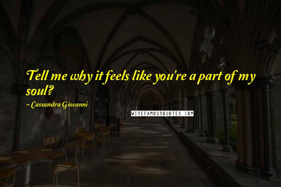 Cassandra Giovanni Quotes: Tell me why it feels like you're a part of my soul?