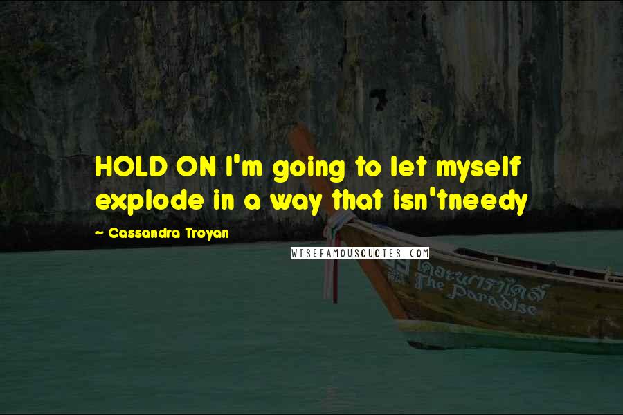 Cassandra Troyan Quotes: HOLD ON I'm going to let myself explode in a way that isn'tneedy
