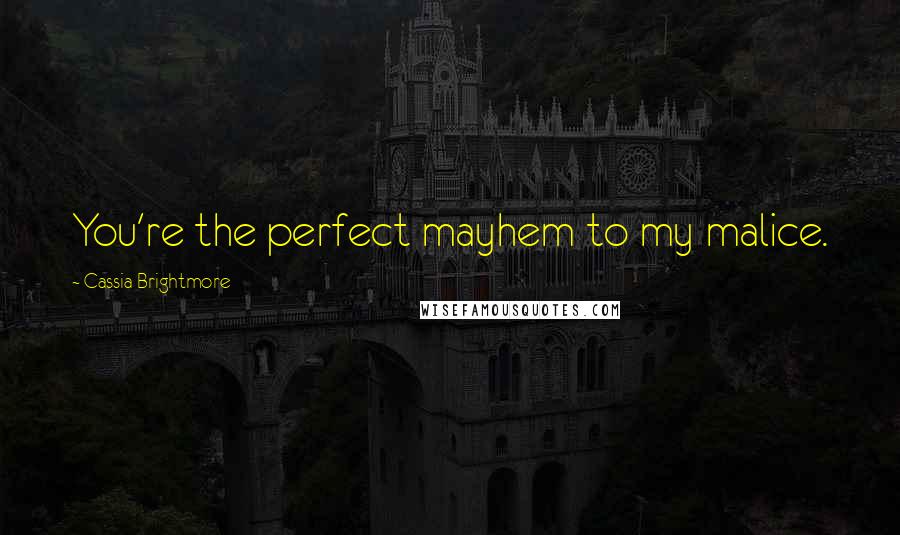 Cassia Brightmore Quotes: You're the perfect mayhem to my malice.