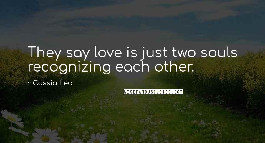 Cassia Leo Quotes: They say love is just two souls recognizing each other.