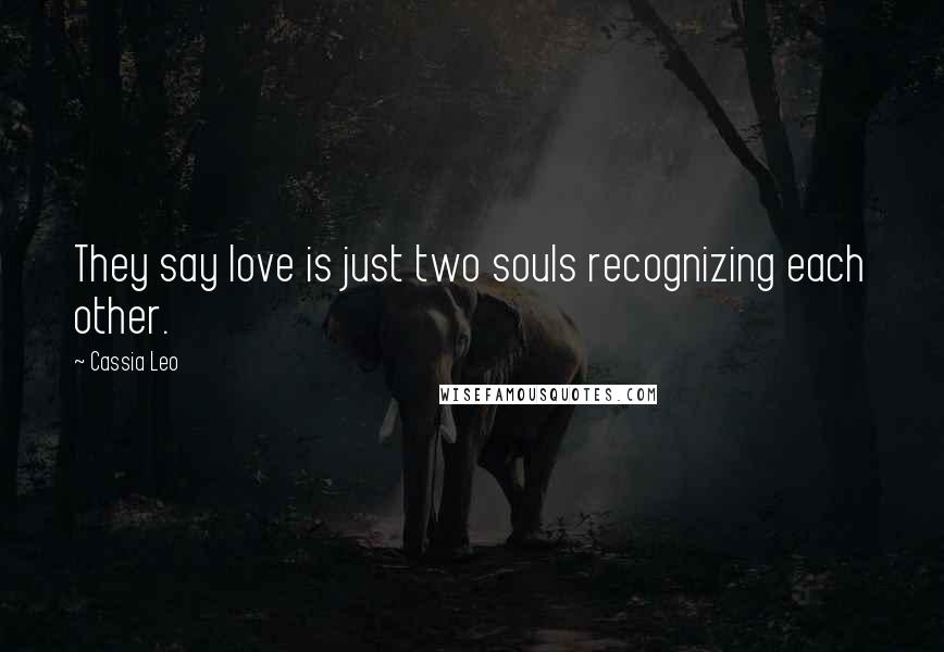 Cassia Leo Quotes: They say love is just two souls recognizing each other.