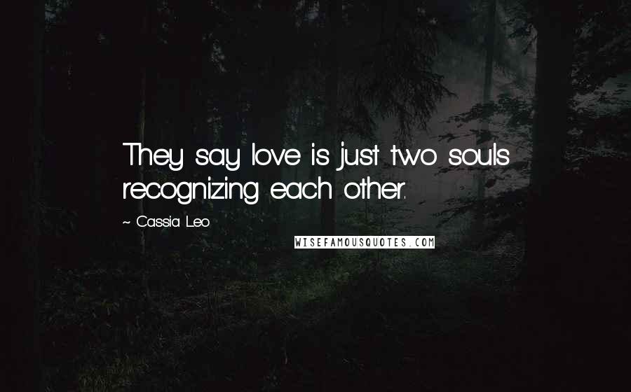 Cassia Leo Quotes: They say love is just two souls recognizing each other.